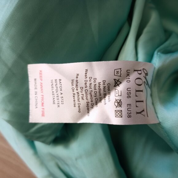 Oh Polly turquoise satin formal sexy bodycon dress size 6 or S/M - Picture 8 of 8